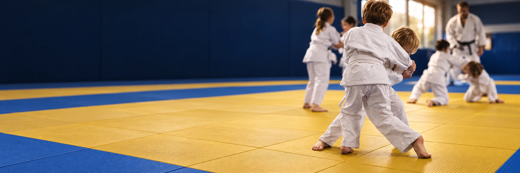 Defocused illustrative image of children practising martial arts